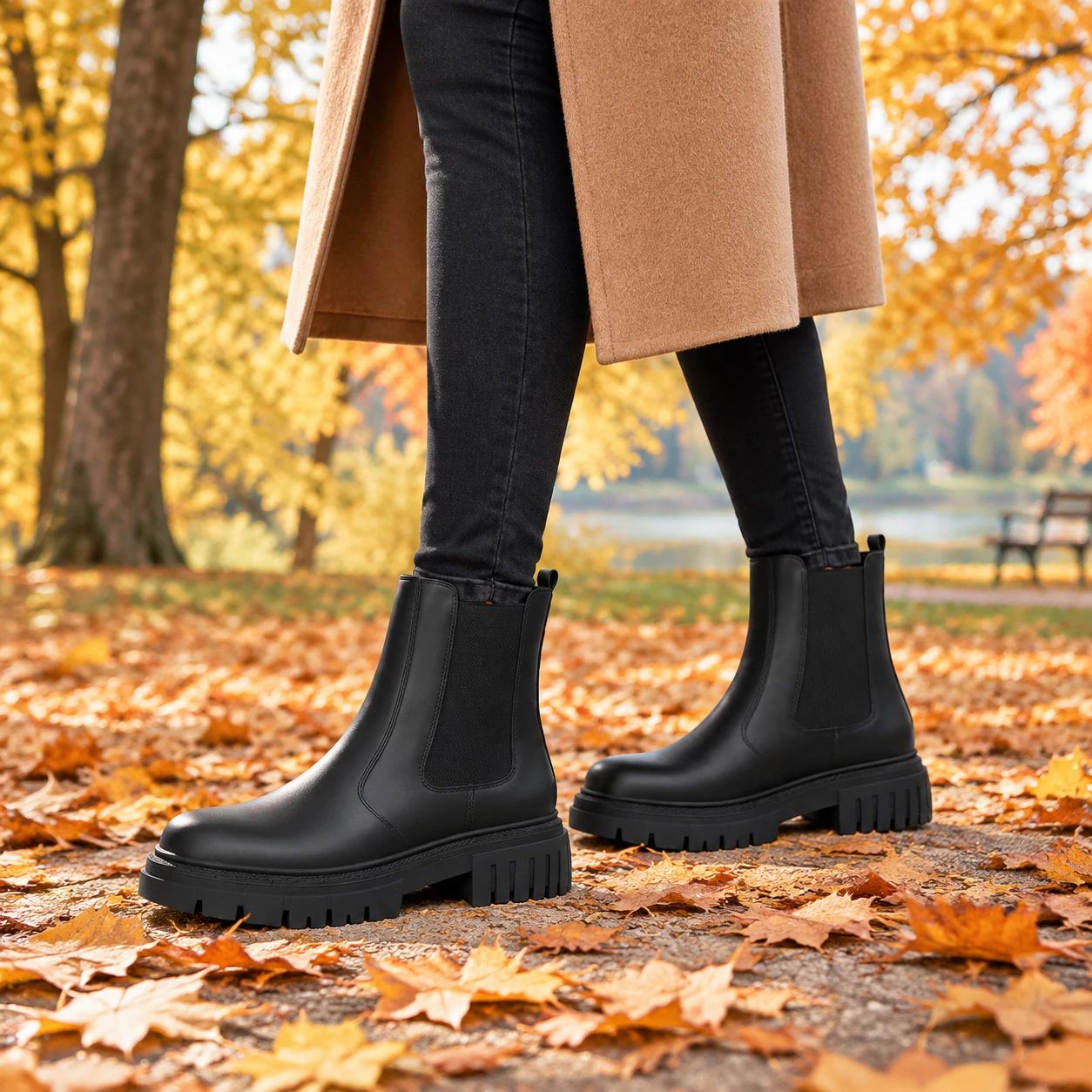 نیم بوت زنانه چلسی دوطرف کش-مشکی