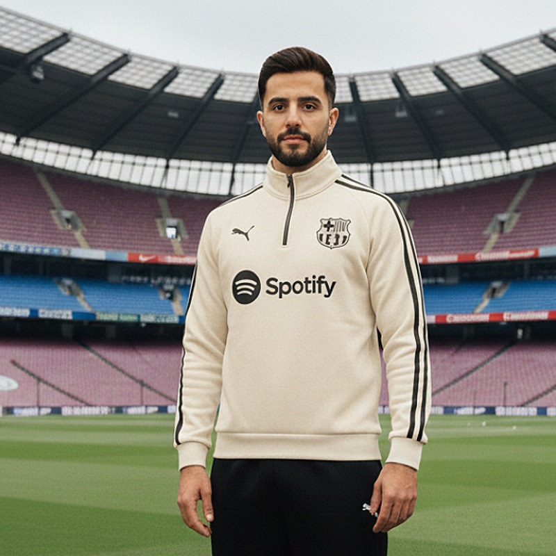 دورس نیم زیپ مدل بارسلونا-کرم