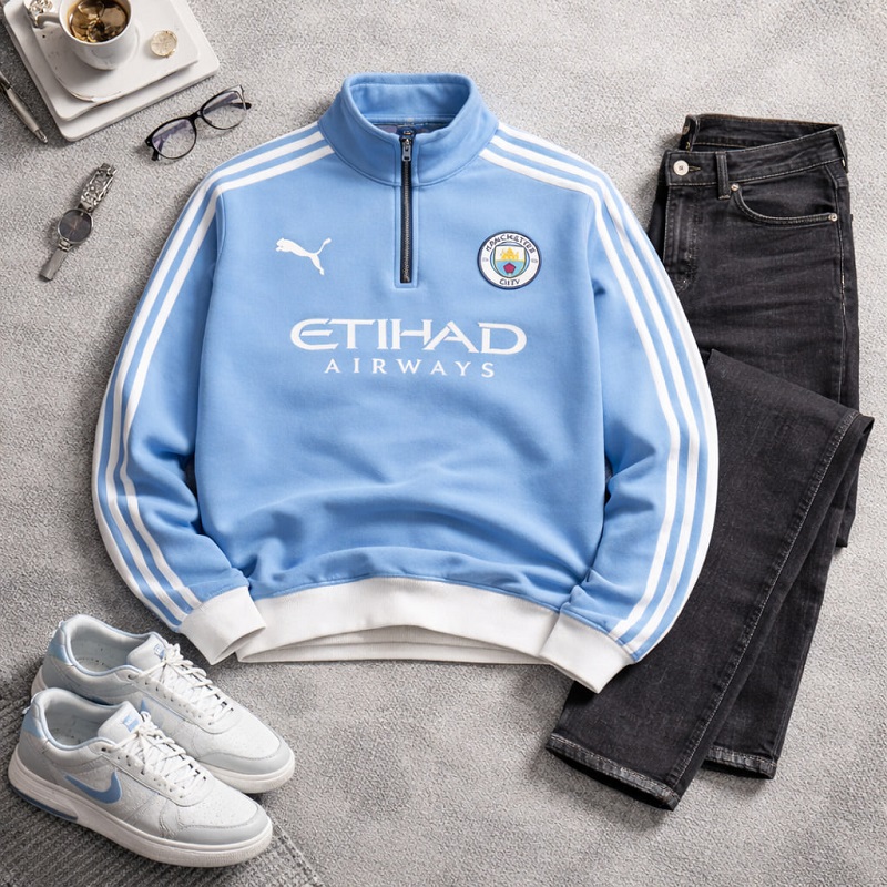 دورس نیم زیپ منچستر سیتی- آبی فیروزه ای